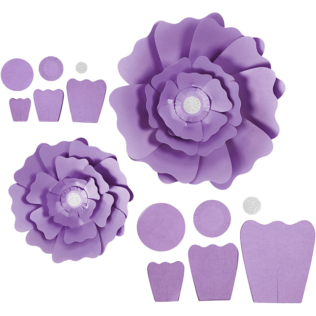 Fiori di carta Creative Company, d 15+25 cm, 230 g, viola, 2 pezzi 1 scatola