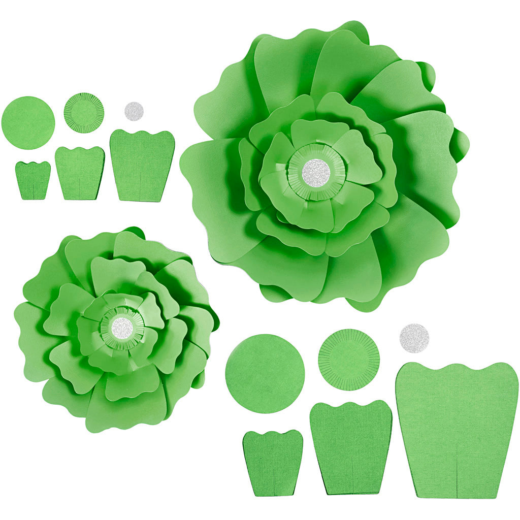 Fiori di carta Creative Company, d 15+25 cm, 230 gr, verde, 2 pezzi 1 scatola