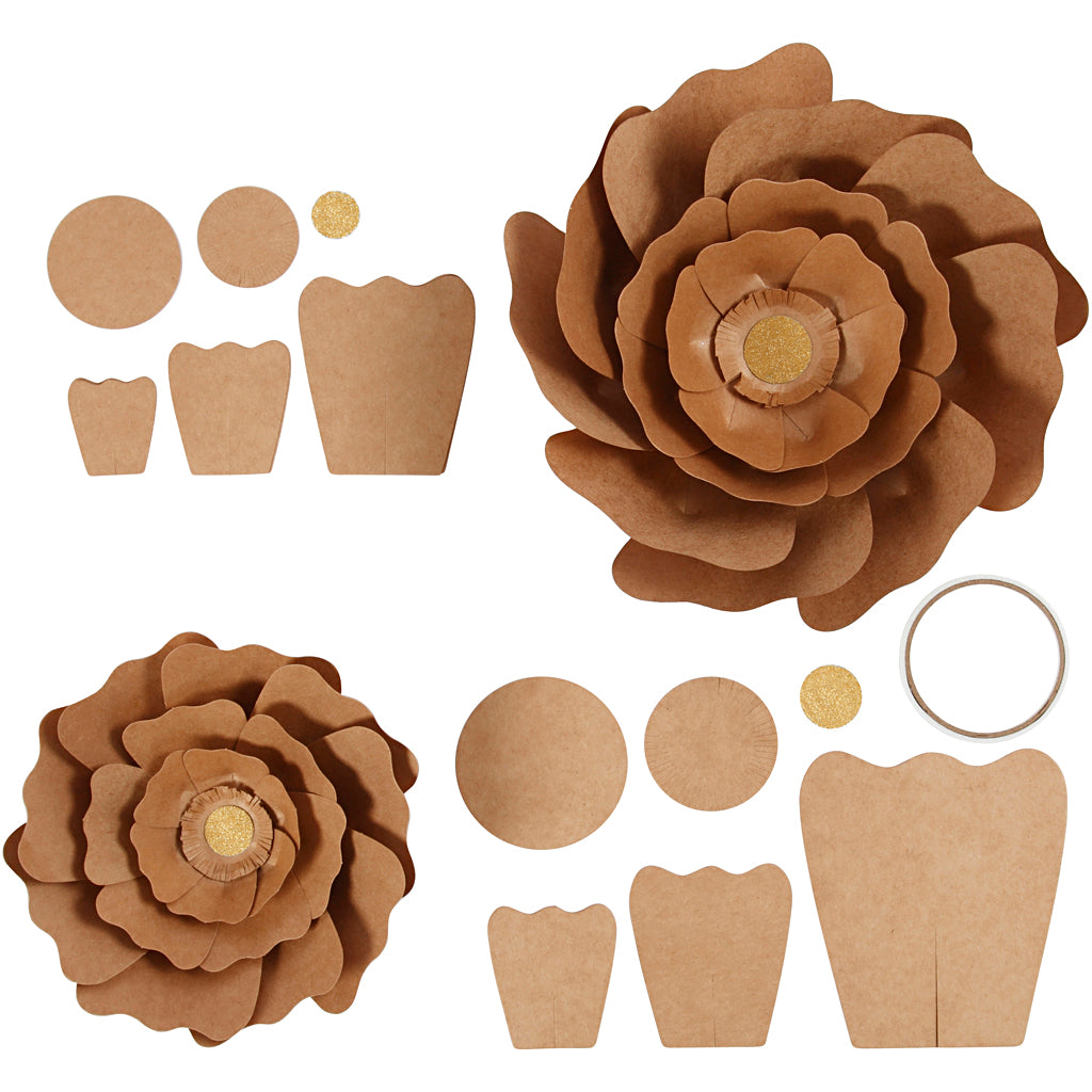 Creativ company flores de papel, d 15+25 cm, natural, 2 piezas 1 caja