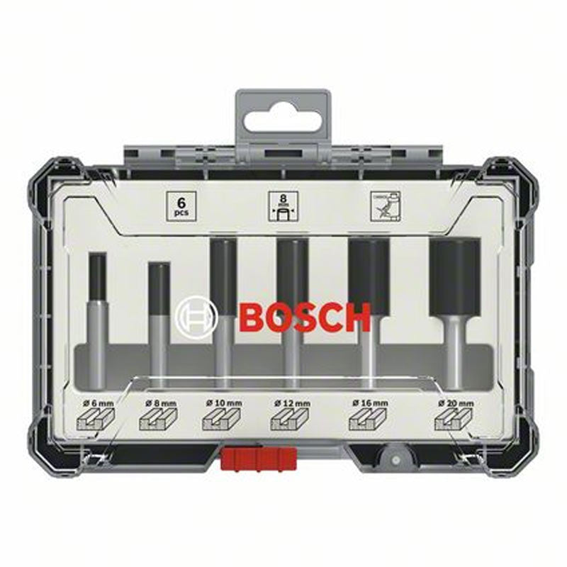 Accessori Bosch Set frese diritte 6 pezzi - diametro gambo 8 mm - 2607017466