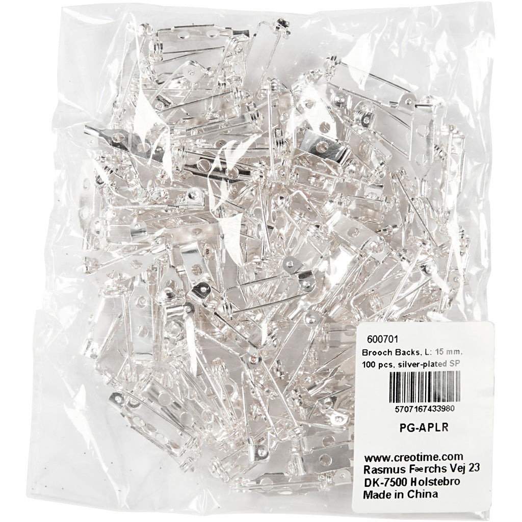 Spilla aziendale Creativ, L: 15 mm, placcata in argento, 100 pezzi 1 scatola