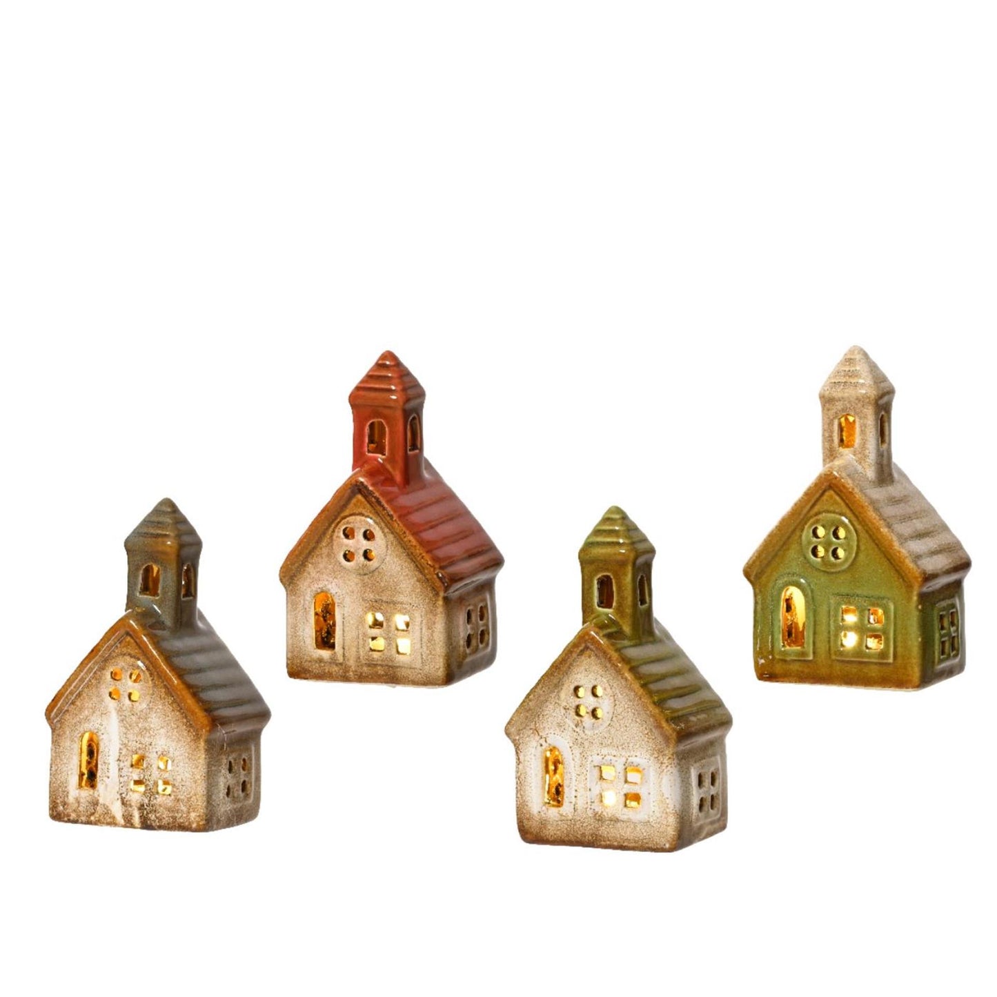 Casetta in ceramica Lumineo con LED 13x7,5x5,5cm