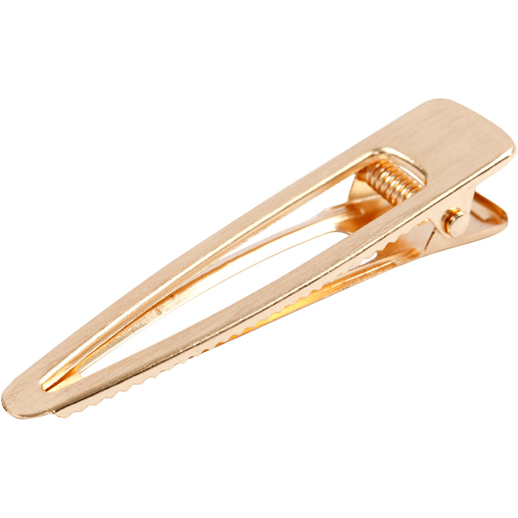 Pinzas para el cabello Creativ Company, L: 75 mm, A: 16 mm, chapado en oro, 1 pieza