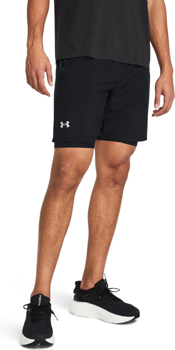 Under Armour UA Launch 7'' 2-in-1 Shorts-BLK Pantalón deportivo hombre - Negro - Reflectante