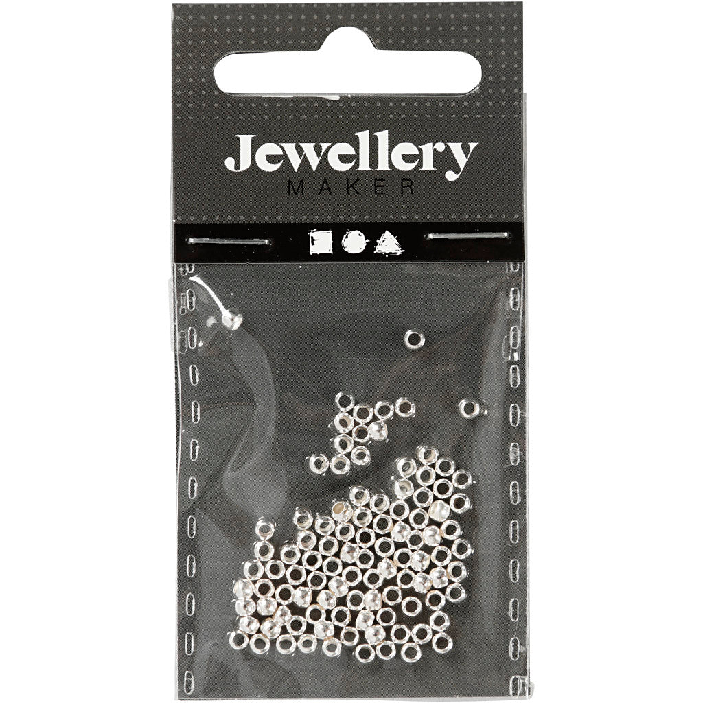 Creativ Company Squeeze Beads, D 2.5 mm, plata, 100 piezas 1 caja