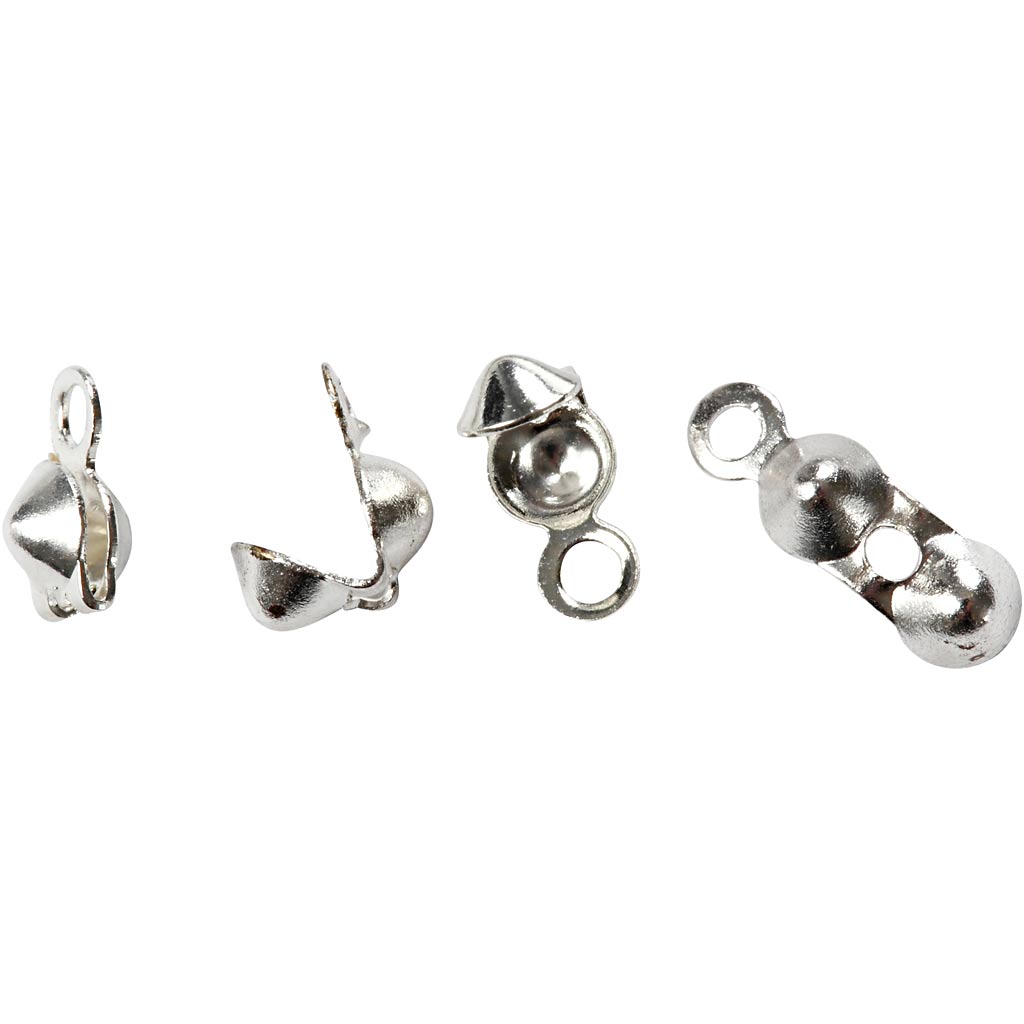 Mantello Creative Company, l: 8 mm, d 3 mm, placcato argento, 100 pezzi 1 scatola