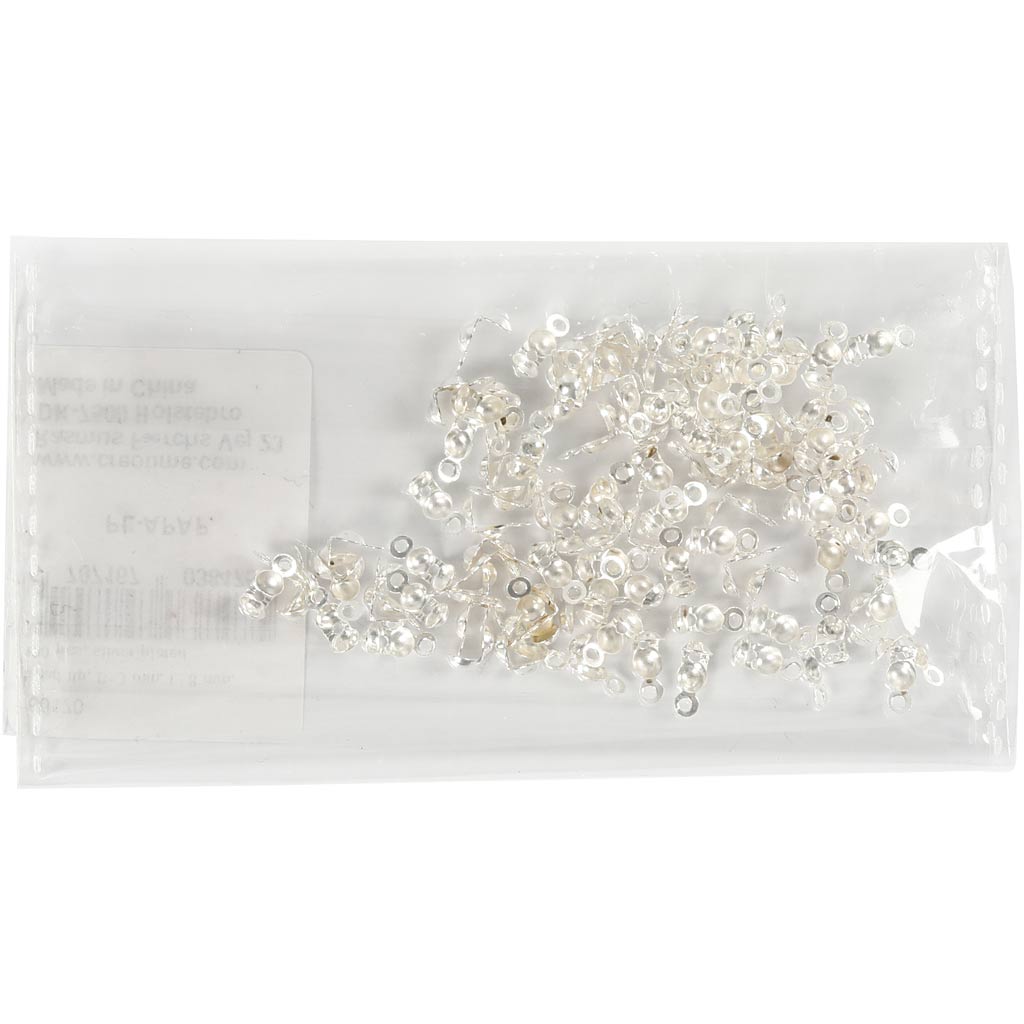 Mantello Creative Company, l: 8 mm, d 3 mm, placcato argento, 100 pezzi 1 scatola