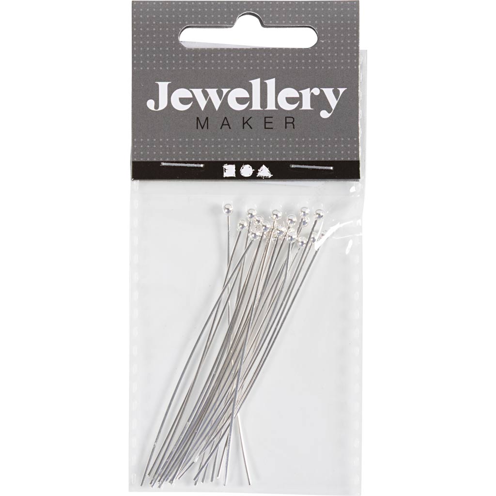 Spilla per testa Creativ Company, l: 60 mm, placcata in argento, 20 pezzi 1 scatola