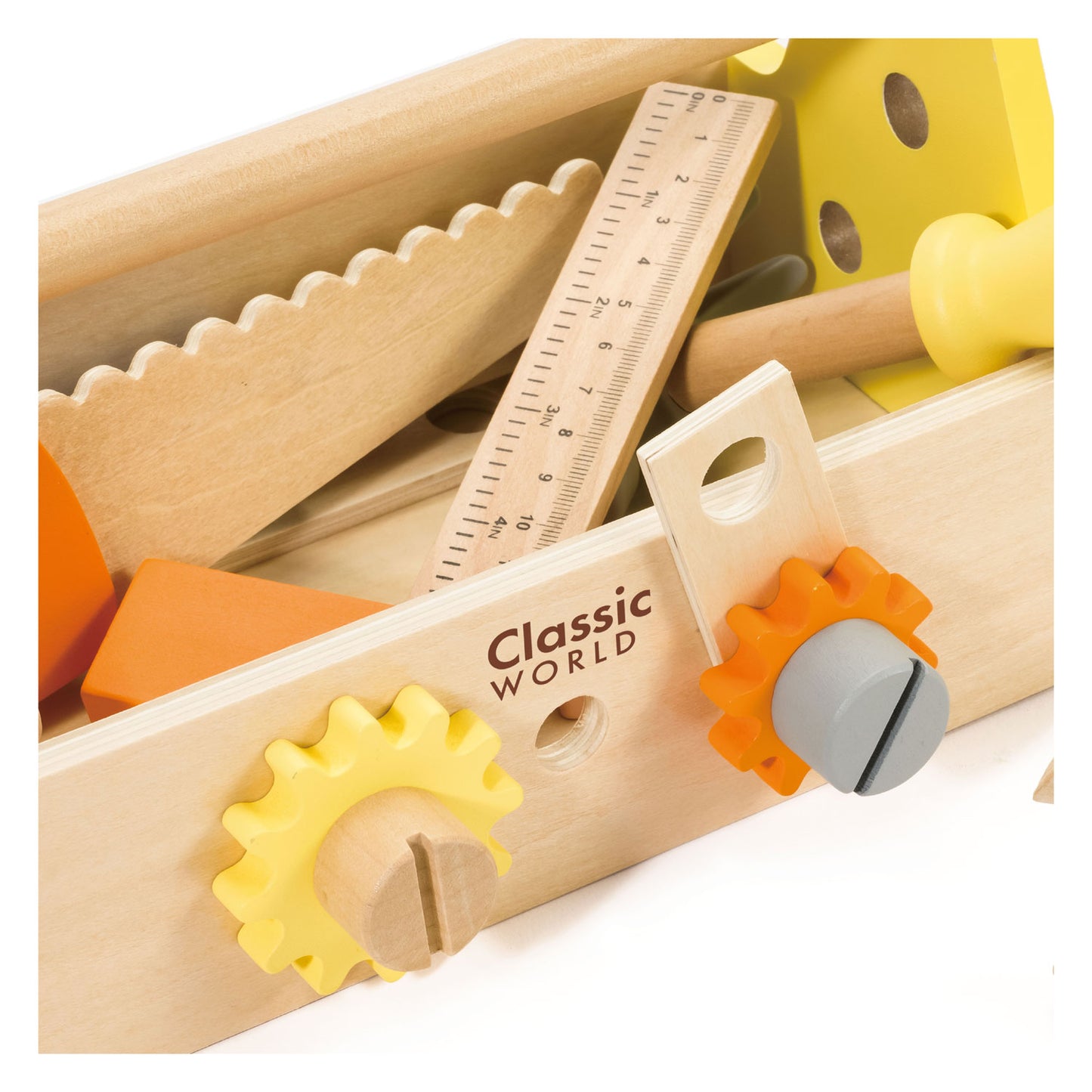 Classic World World Wooden Timmermanset con Toolbox, 18DLG.