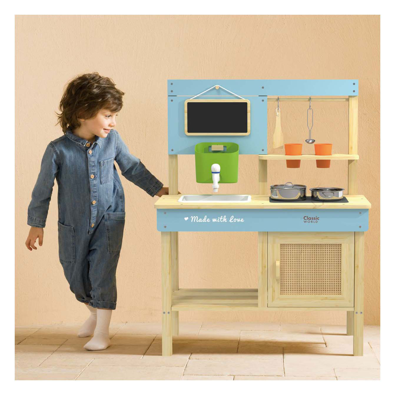 Classic World Wooden Outdoor Speelkeuken con accesorios, 7dlg.