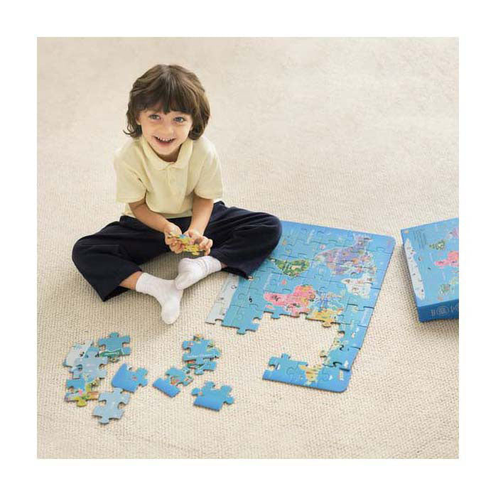 Classic world houten puzzel wereldkaart educatief speelgoed 48 stukjes.