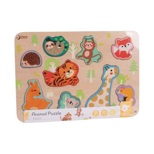 Mundial clásico de madera Insent Puzzle Animals, 10st.