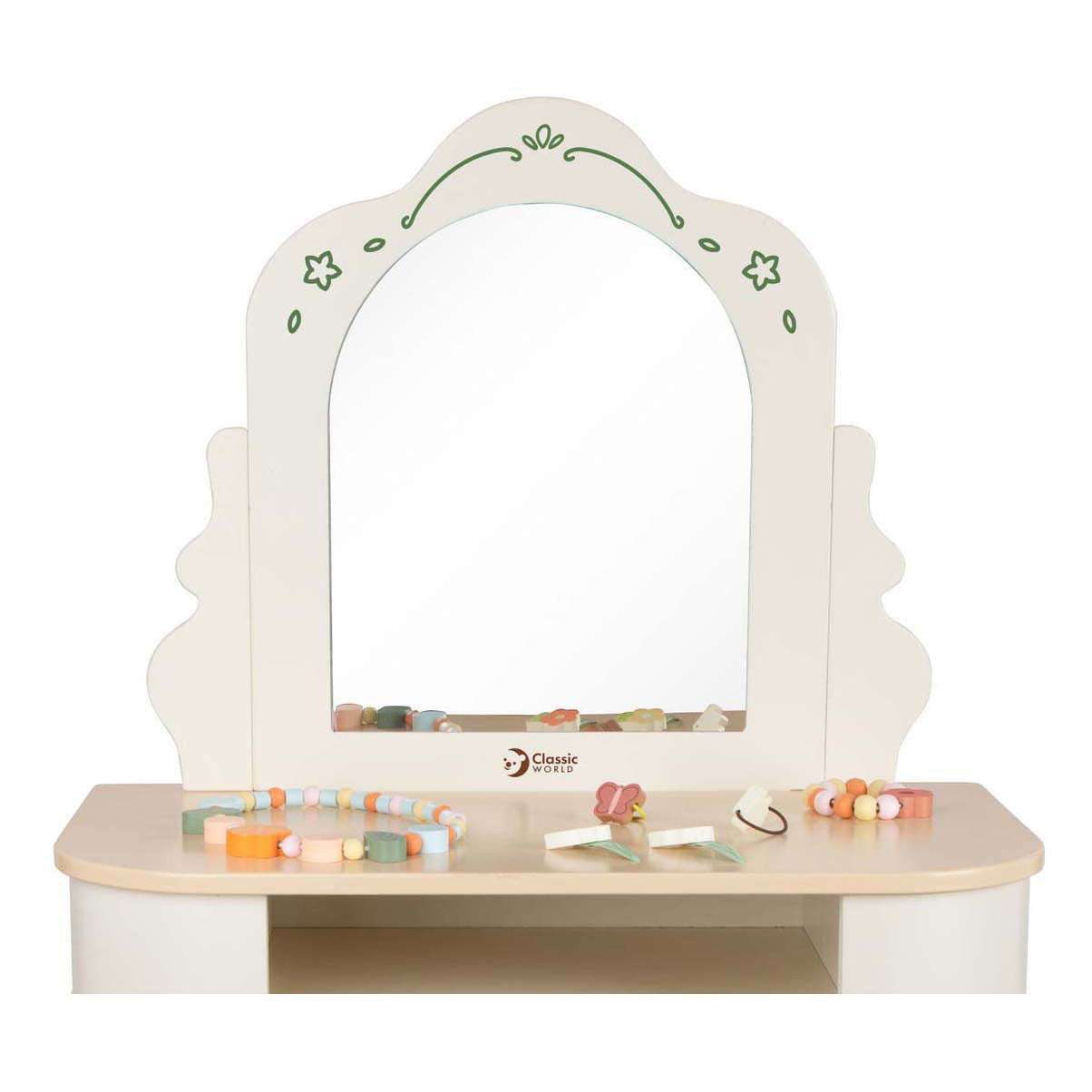 Tocador de madera Classic World con taburete, accesorios incluidos