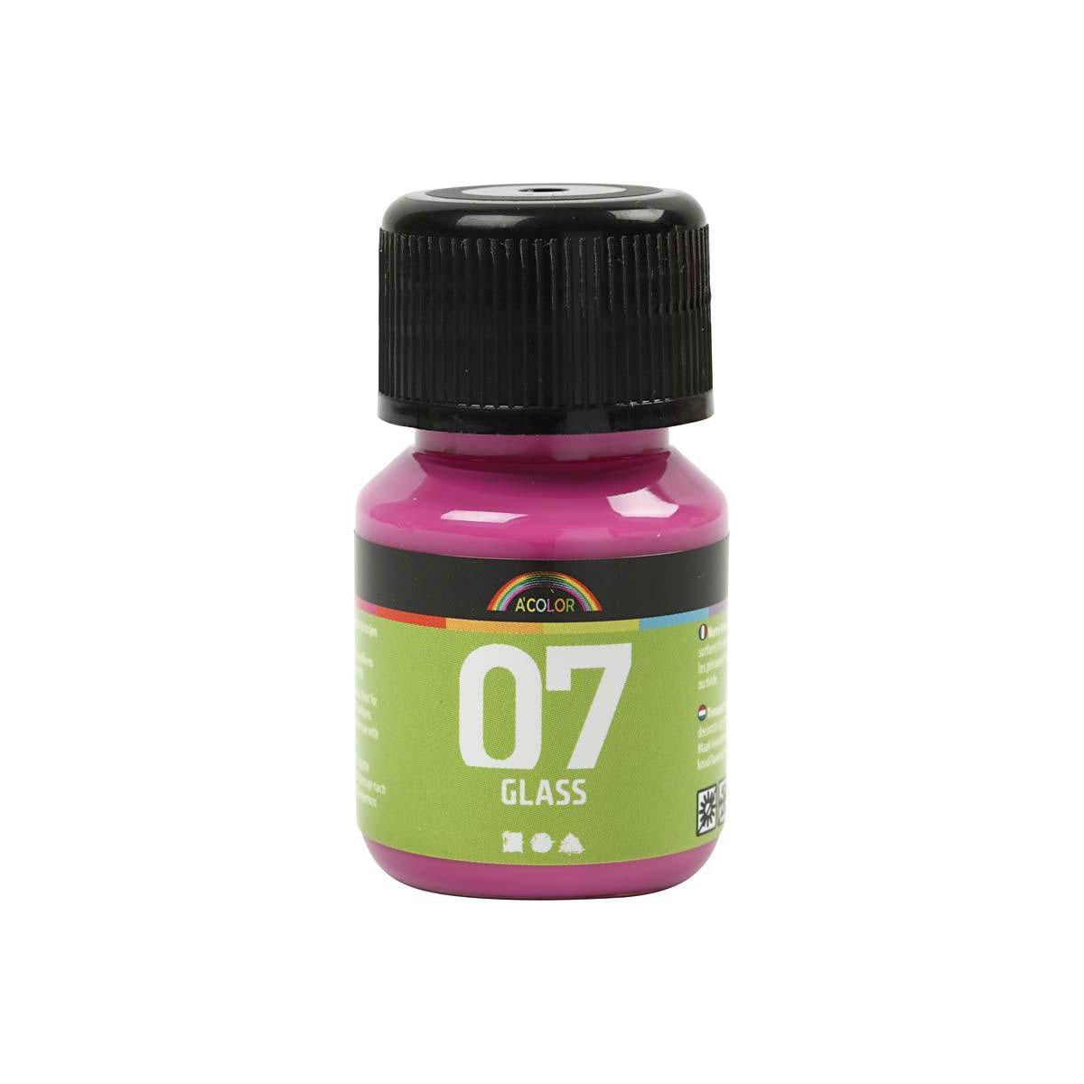 Vernice permanente per vetro - Rosa, 30ml