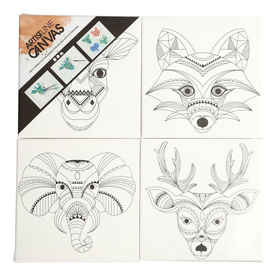 Creativ Company Canvas con estampado de animales, 4st.