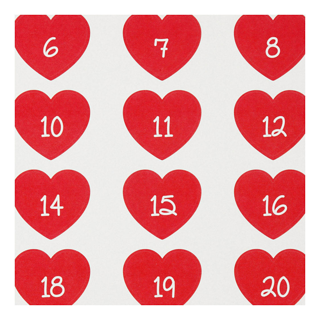 Creativ Company Stickers Heart con número, 1 hoja