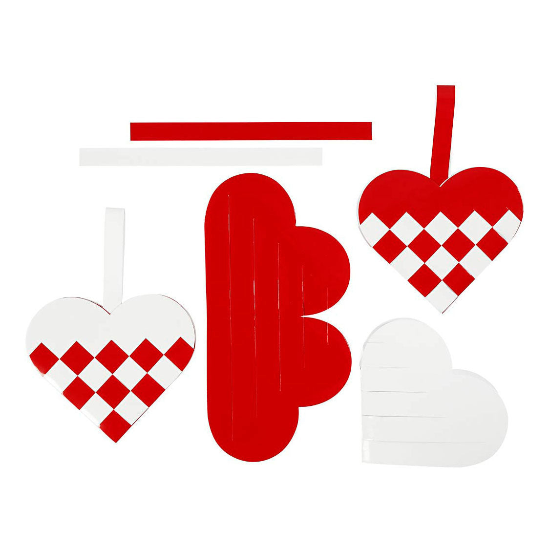 Creative Company intrecciato cuori rosso bianco, set di 8
