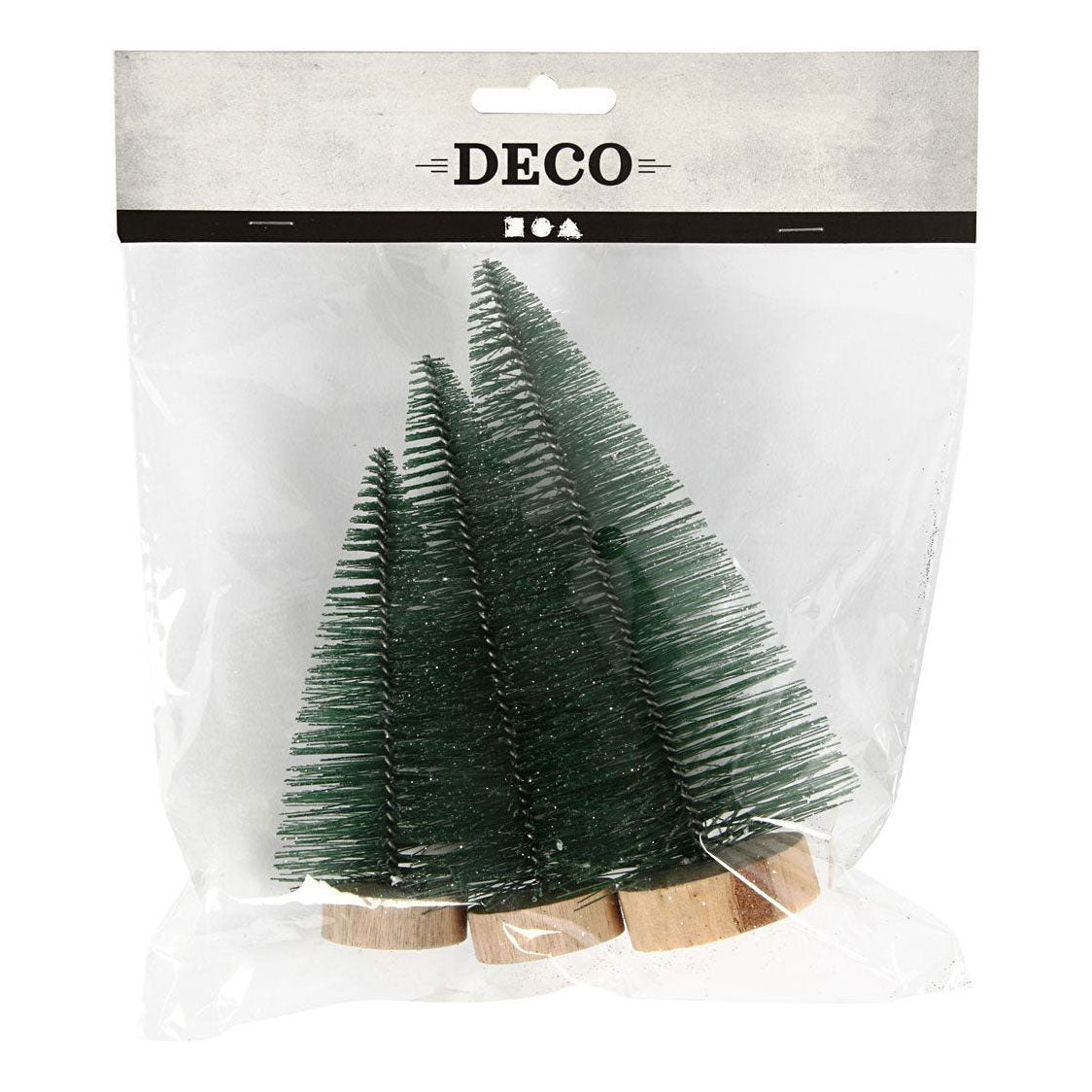 Creativ Company Trees de Navidad diversos con posición de madera, 3st.