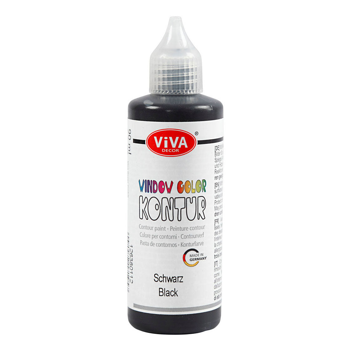 Creativ Company Pintura para cristal y adhesivo de contorno de color para ventanas Negro, 90ml