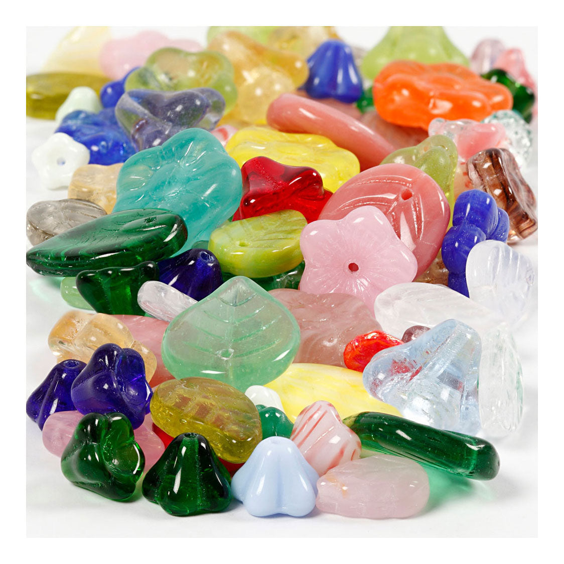 Creative Company perle di vetro diverse foglie e fiori, 60 grammi
