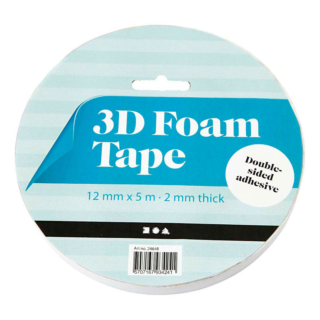 Creativ company cinta de espuma 3D, ancho: 12 mm, espesor 2 mm, 5 m 1 rollo