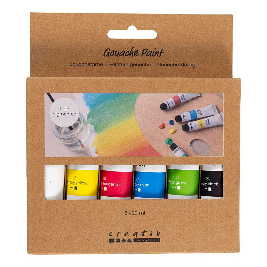 Pittura a guazzo Creative Company, colori standard, 6x20 ml 1 scatola