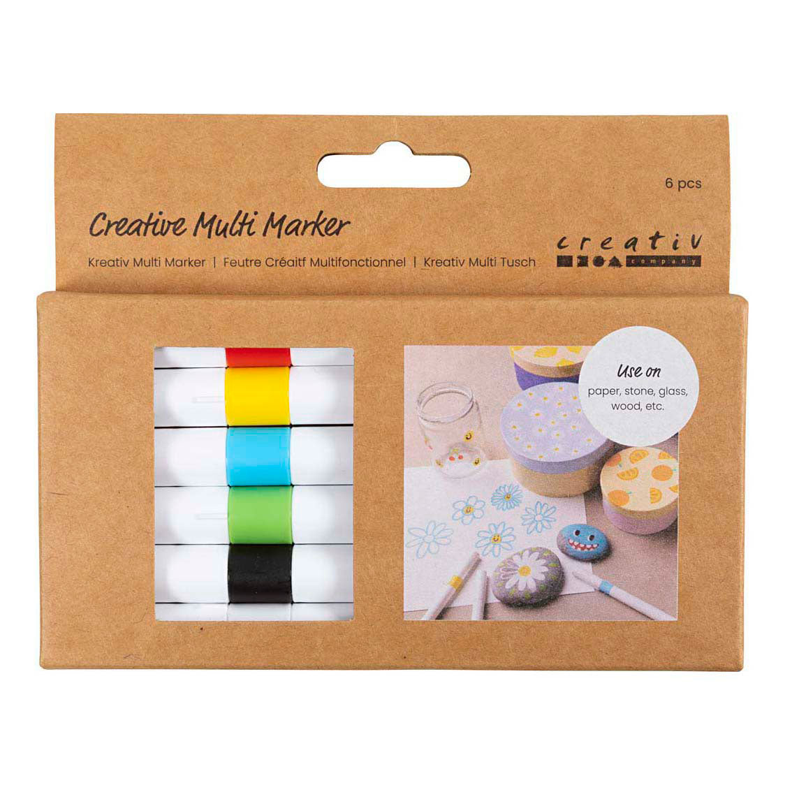 Creativ Company Creative Multi Marker, larghezza tratto 4 mm, vari colori, 6 pezzi 1 scatola