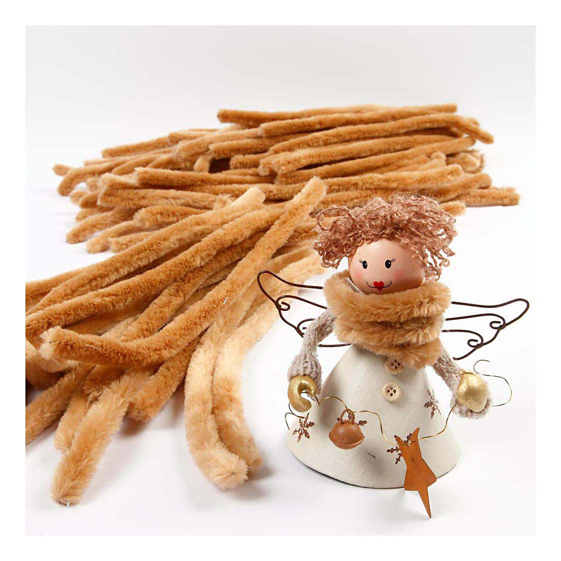 Creativ company chenilla, l: 30 cm, grosor 6 mm, beige, 50 piezas 1 caja