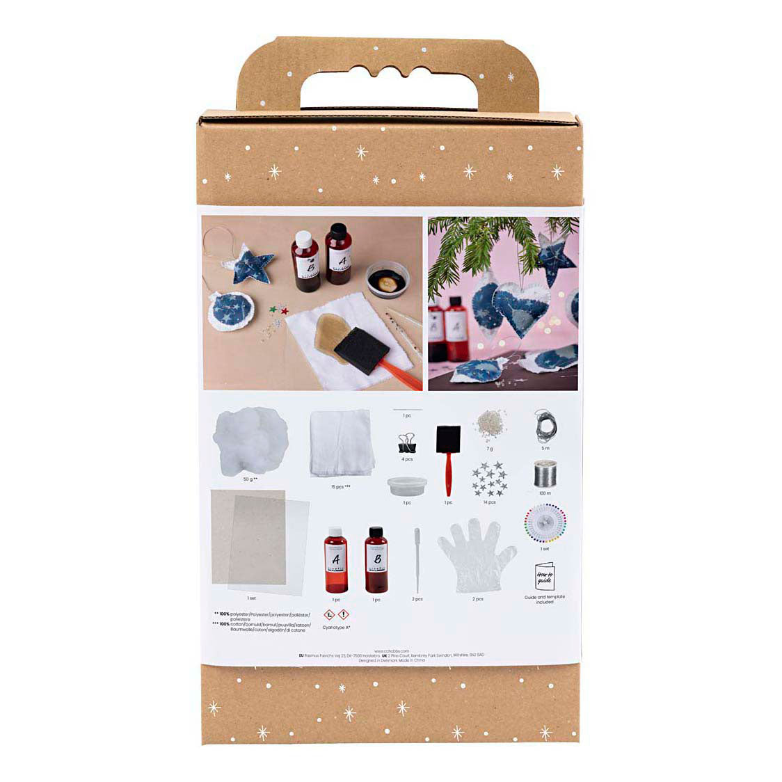 Set hobby Creativ Company cianotipia, decorazioni natalizie con cianotipia, blu, argento, 1 scatola