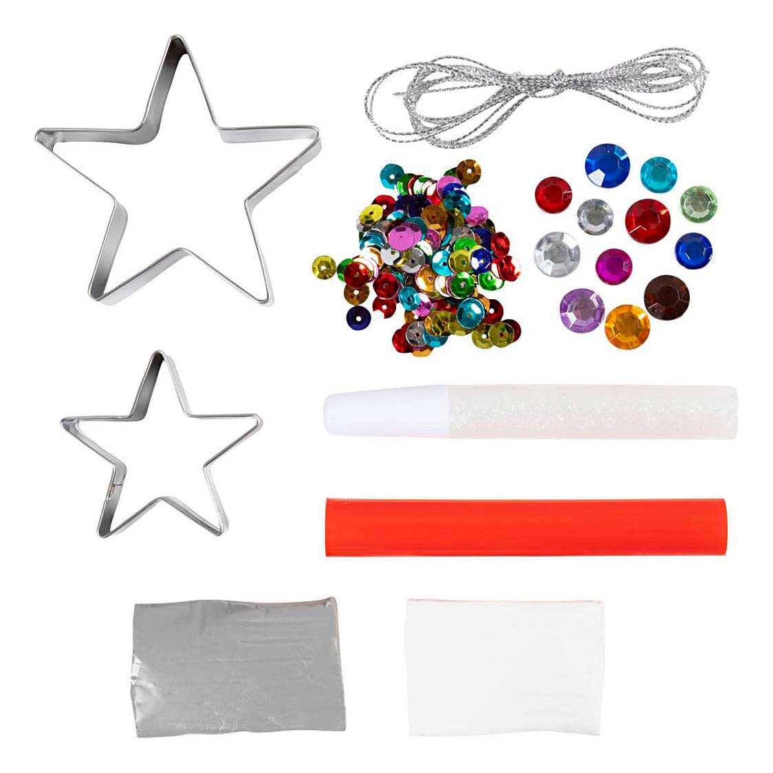 Creativ company mini set de hobby para esculpir, estrellas, plateado, blanco, 1 caja