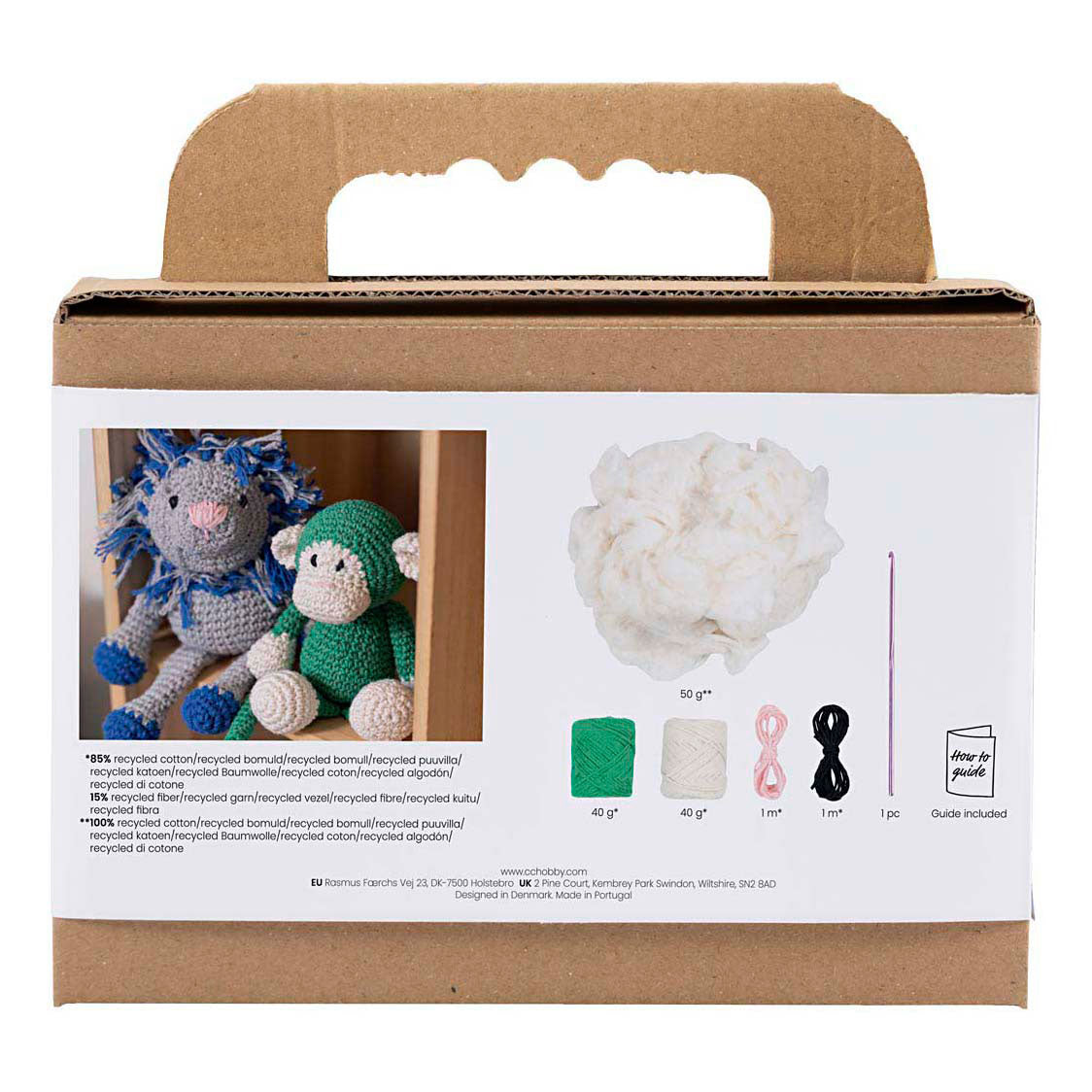 Creativ company hobby set amigurumi, mono, verde, blanquecino, 1 caja
