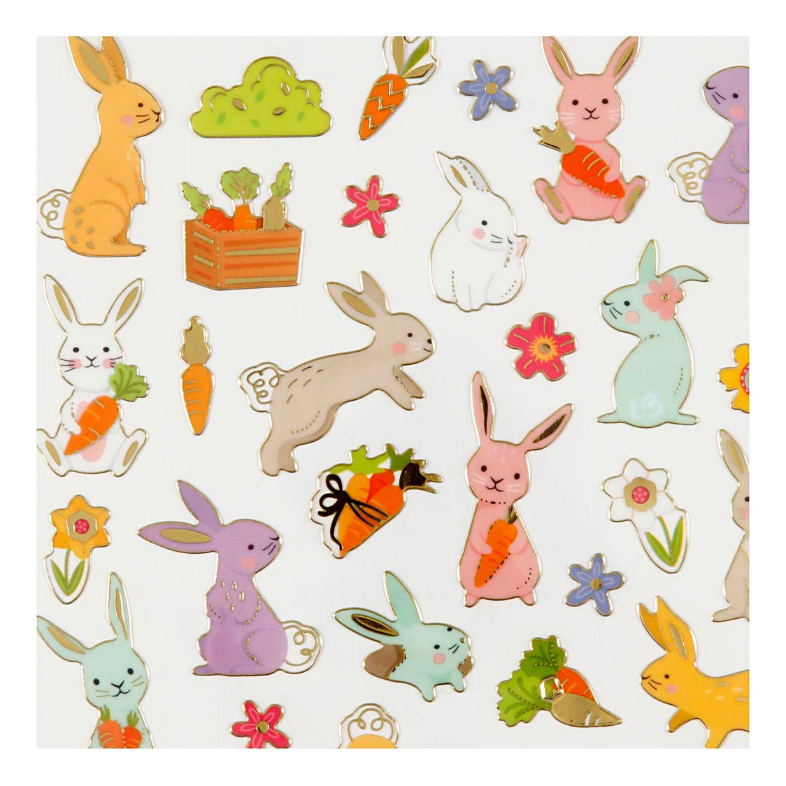 Pegatinas de empresa Creativ, Conejito de Pascua, hoja 15x16,5 cm, aprox. 50 piezas, 1 hoja