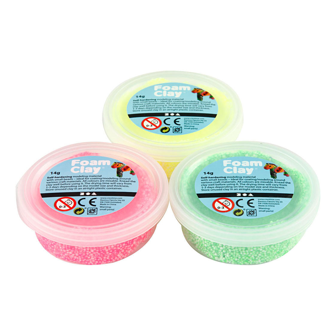 Foam clay ®, verde claro, rosa neón, amarillo neón, 3x14 gr 1 caja
