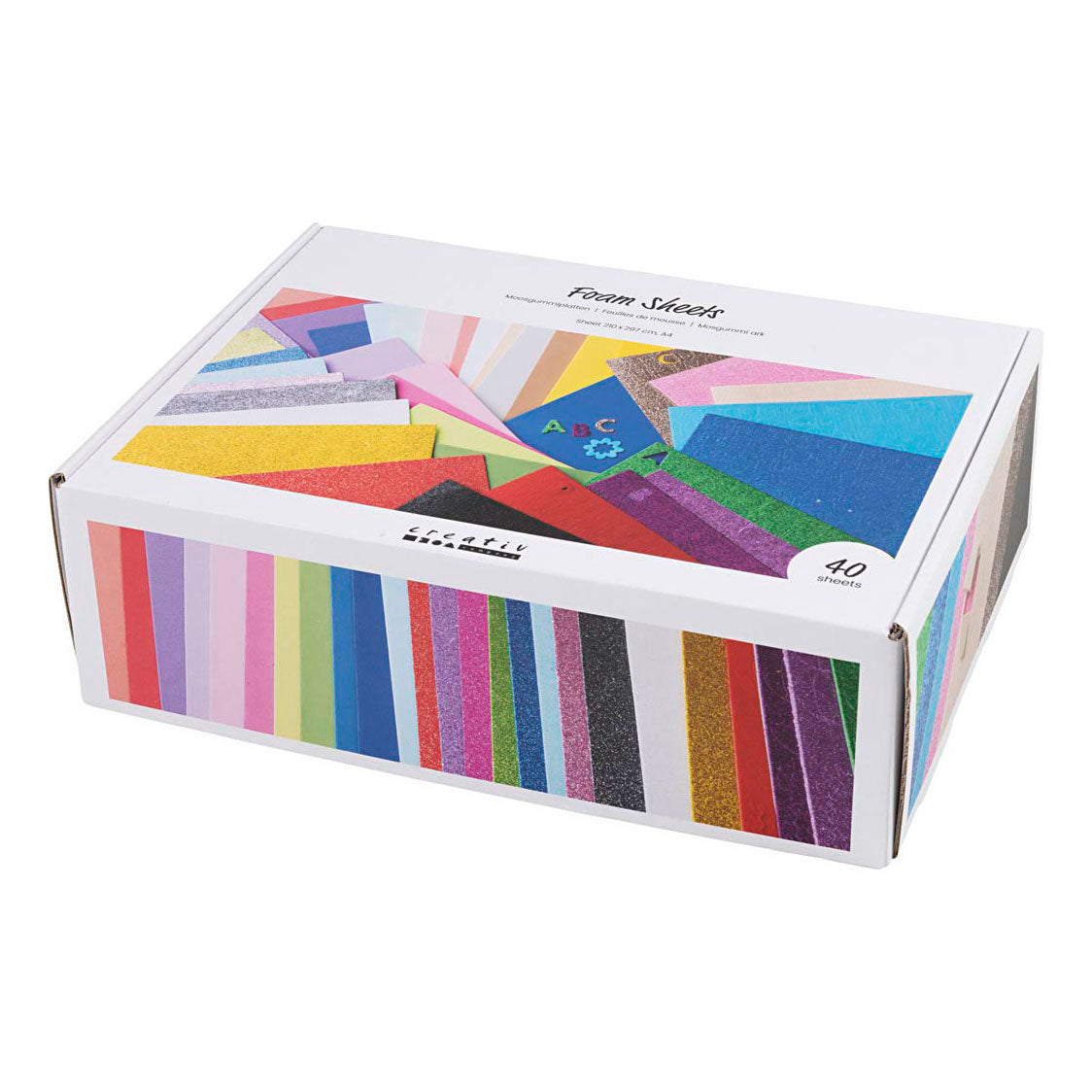 Creativ company hojas de foam, a4, hoja 210x297 cm, varios colores, 40 hojas 1 caja