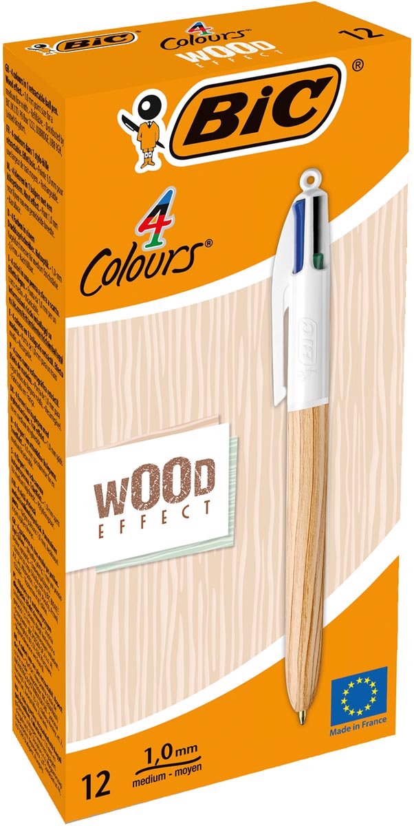 Penna Bic effetto legno 0,32 mm multicolore (12 pezzi)