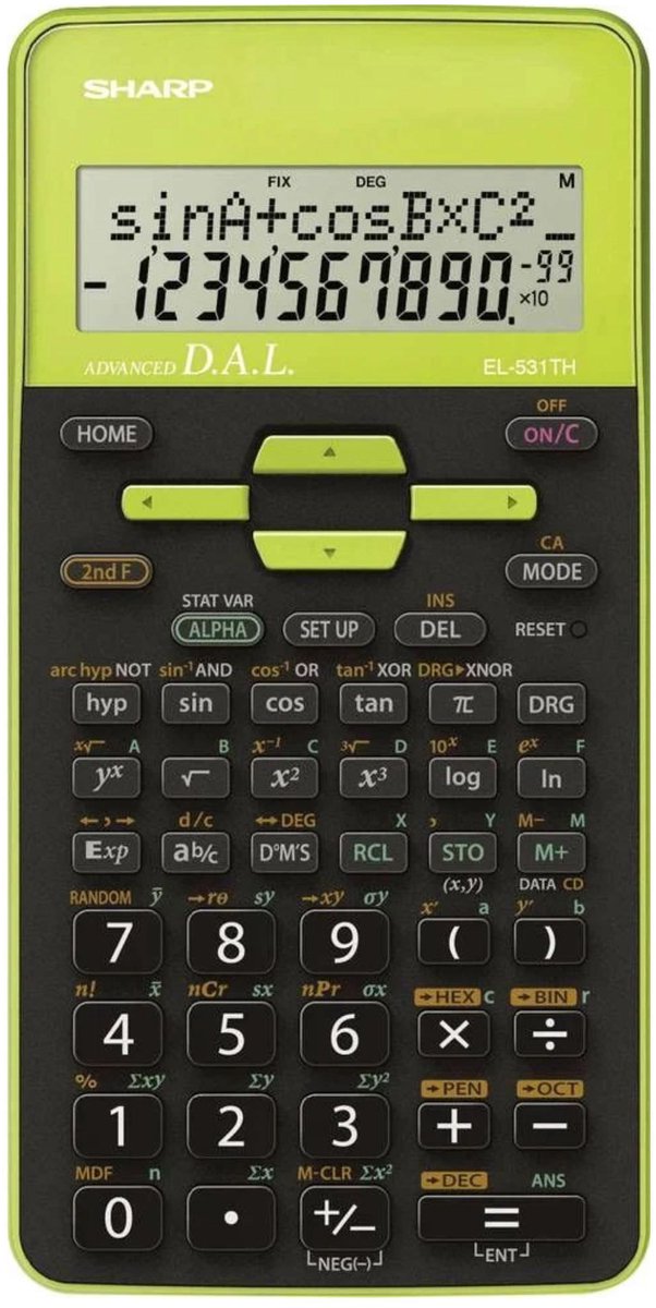 Calcolatrice scientifica Sharp - el531thgr - nero verde - 1x batteria LR44 - sh-el531thgr