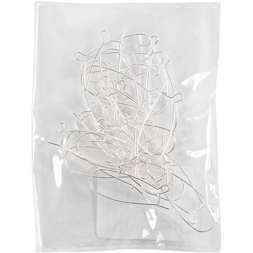 Orecchini Creative Company, l: 25 mm, placcati in argento, 30 pezzi 1 scatola