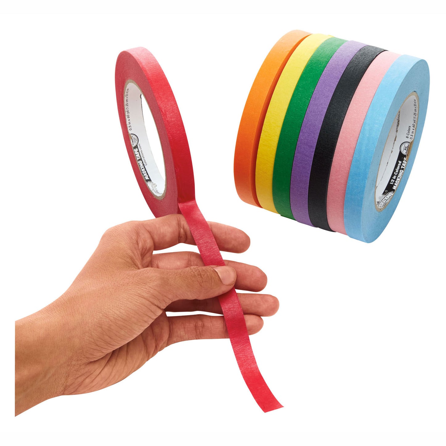Colorations - afplaktape 8 kleuren - 55 meter per kleur