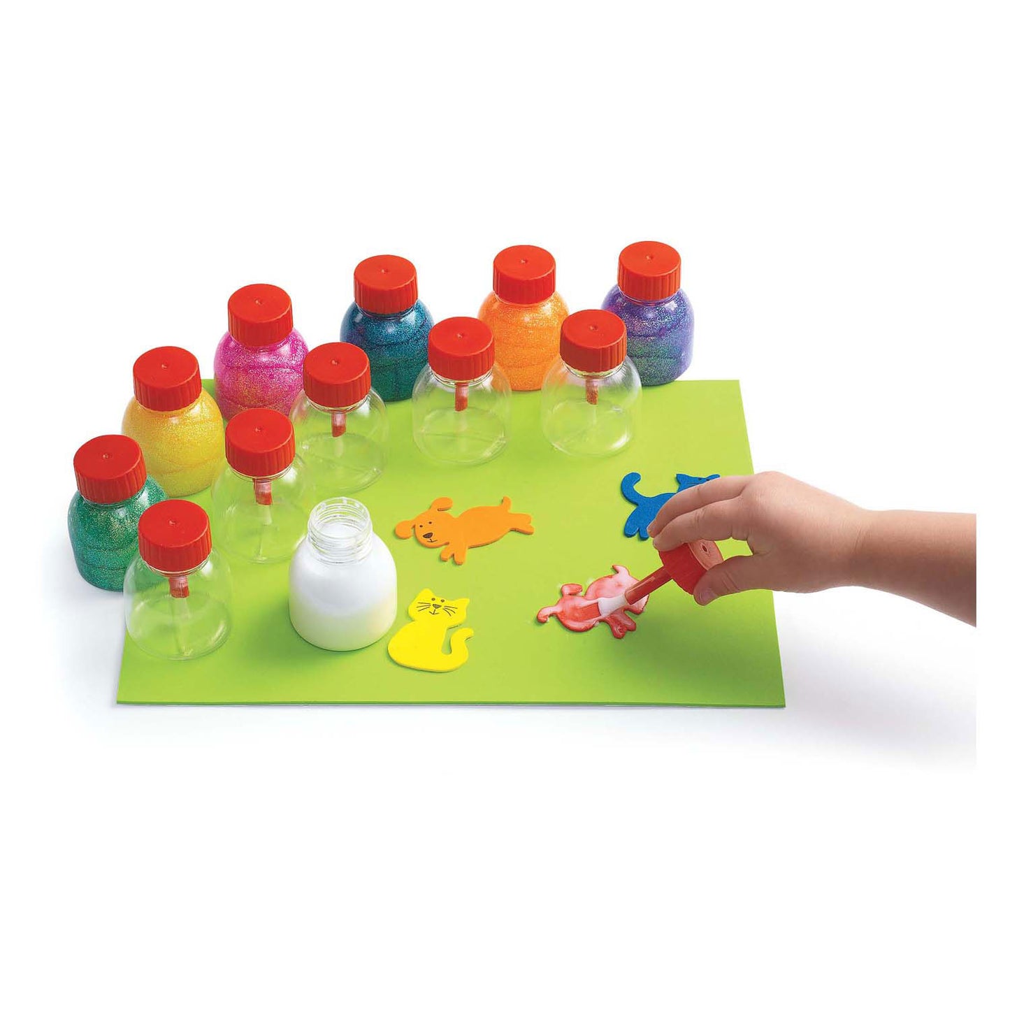 Coloraciones - botes de pegamento reutilizables con pinceles, 12 uds.