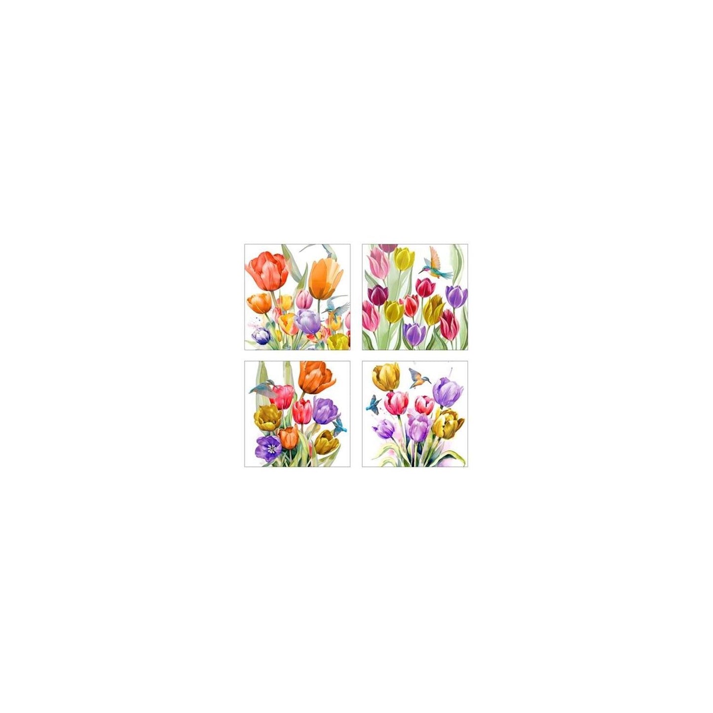 Sottobicchieri tulipano con uccelli set da 4 pz