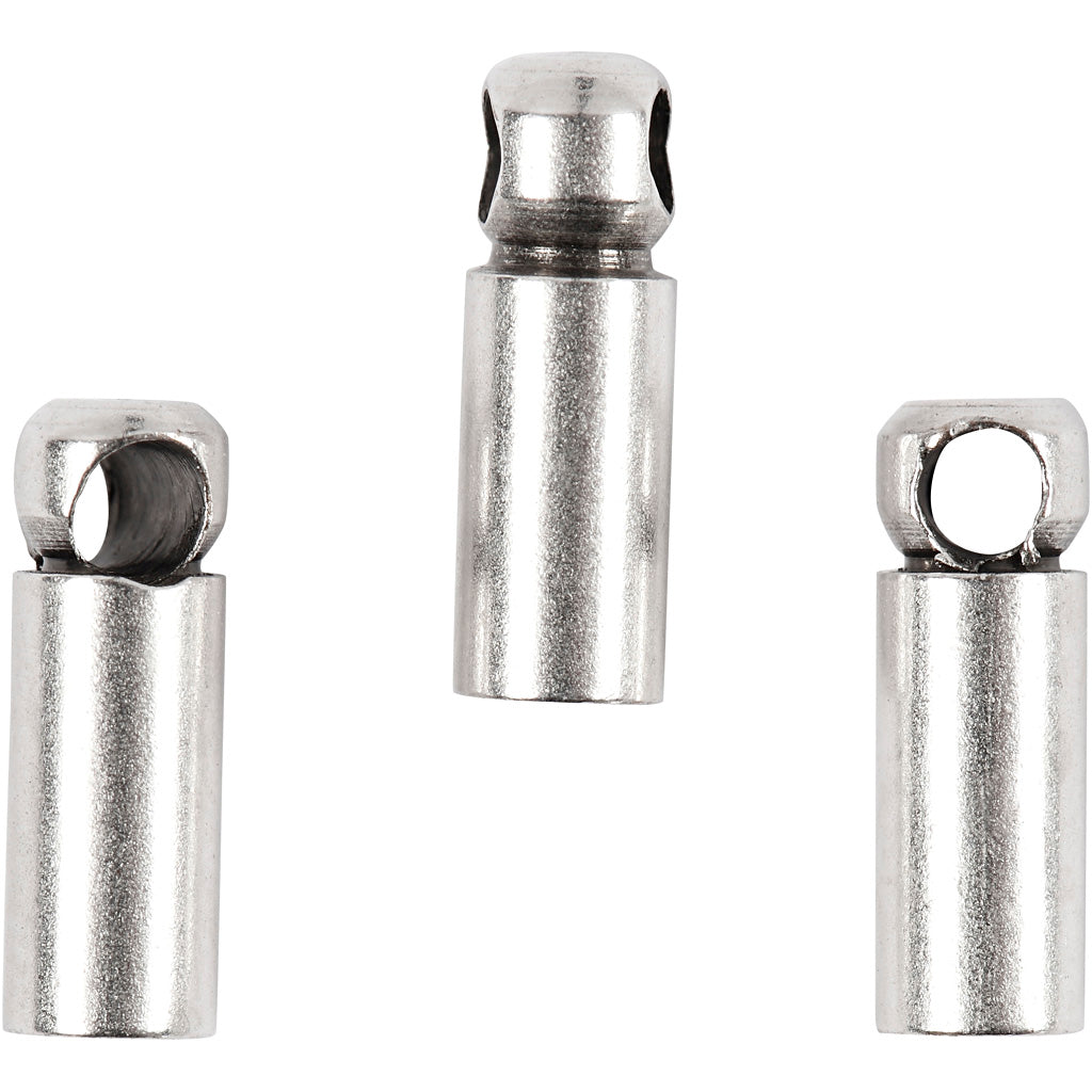 Tappi finali Creativ Company, l: 8 mm, d 2 mm, placcato argento, 10 pezzi 1 scatola