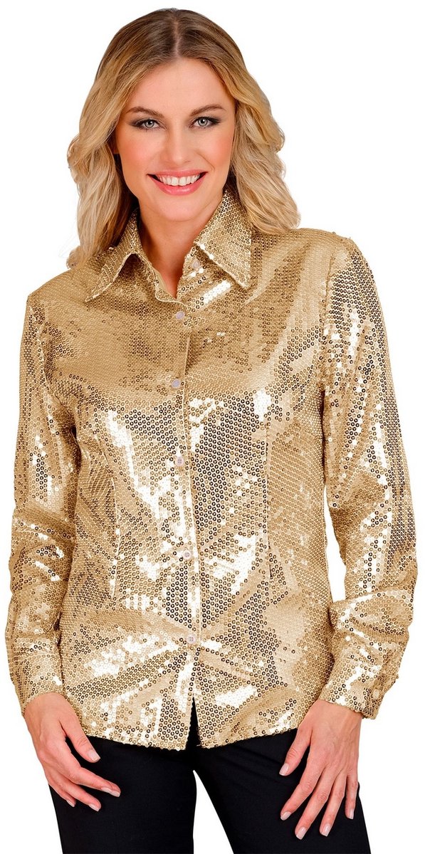 Finidi blusa oro paillettes da donna