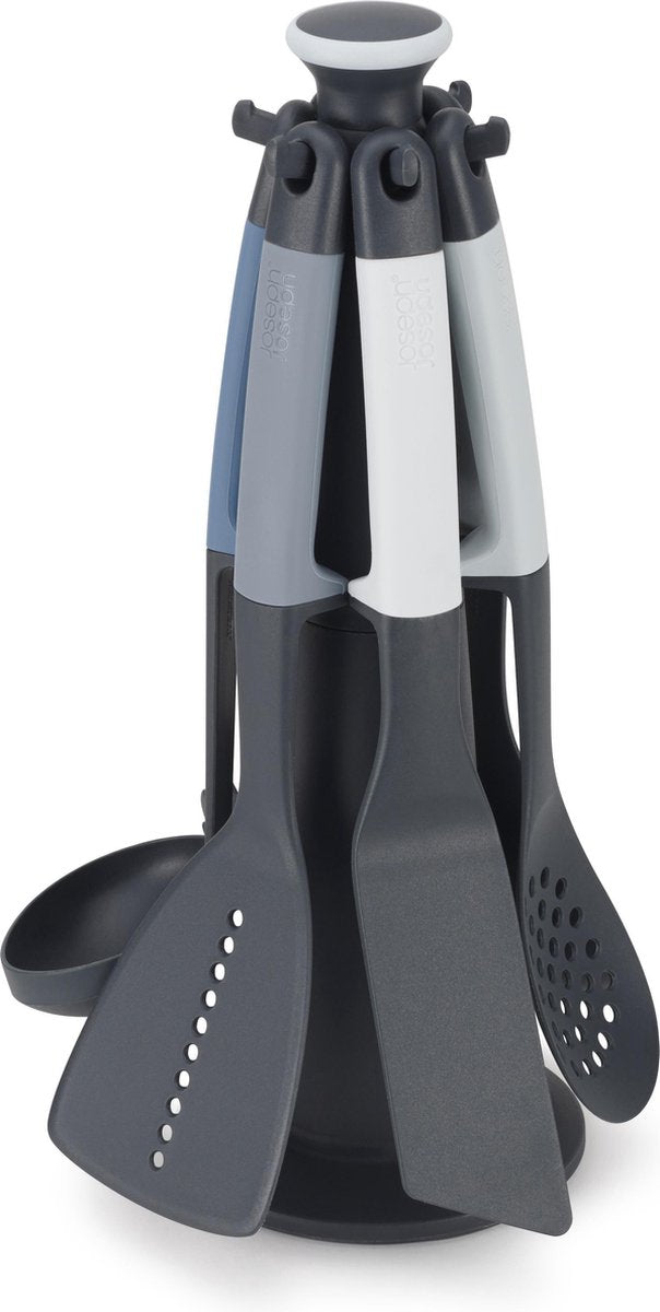 Joseph joseph josephjoseph - elevate - giostra - edizioni sky - utensili da cucina con supporto - set da 6 pezzi - blu grigio