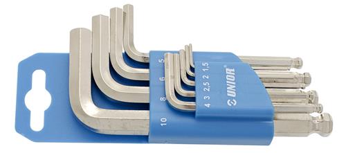 Juego de llaves hexagonales Unior 220 3sph cortas + punta de bola