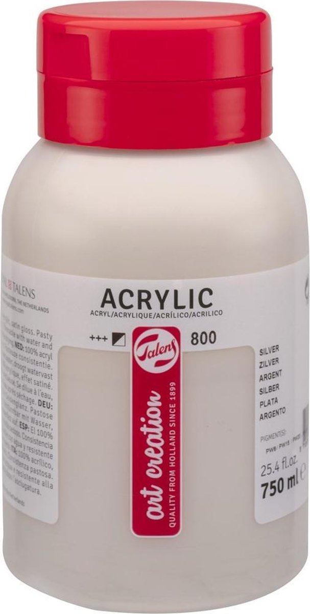 Talens art creation acrylverf pot 750 ml zilver 800