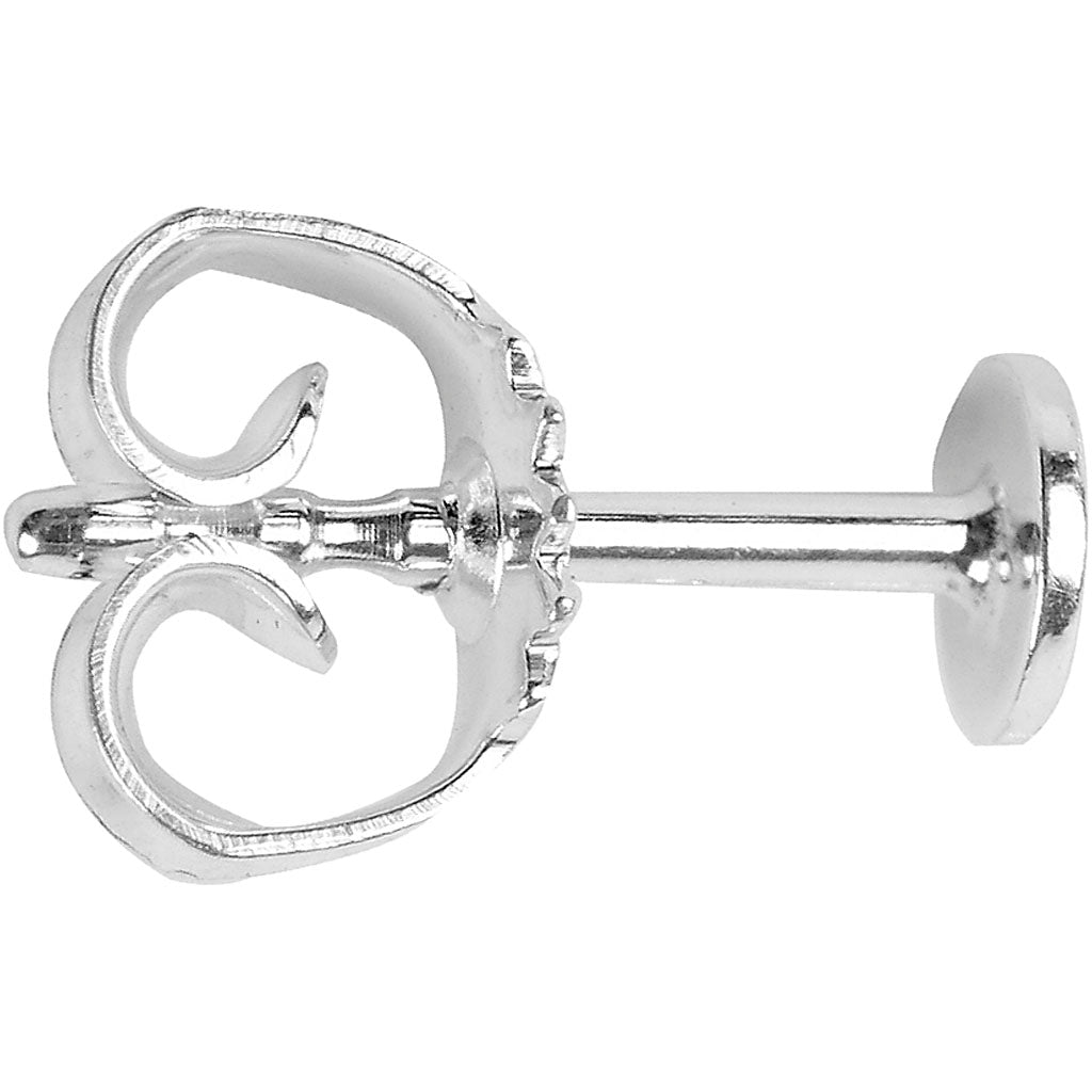 Orecchini a bottone Creativ Company, l: 13 mm, d 5 mm, argento, 10 pezzi 1 scatola