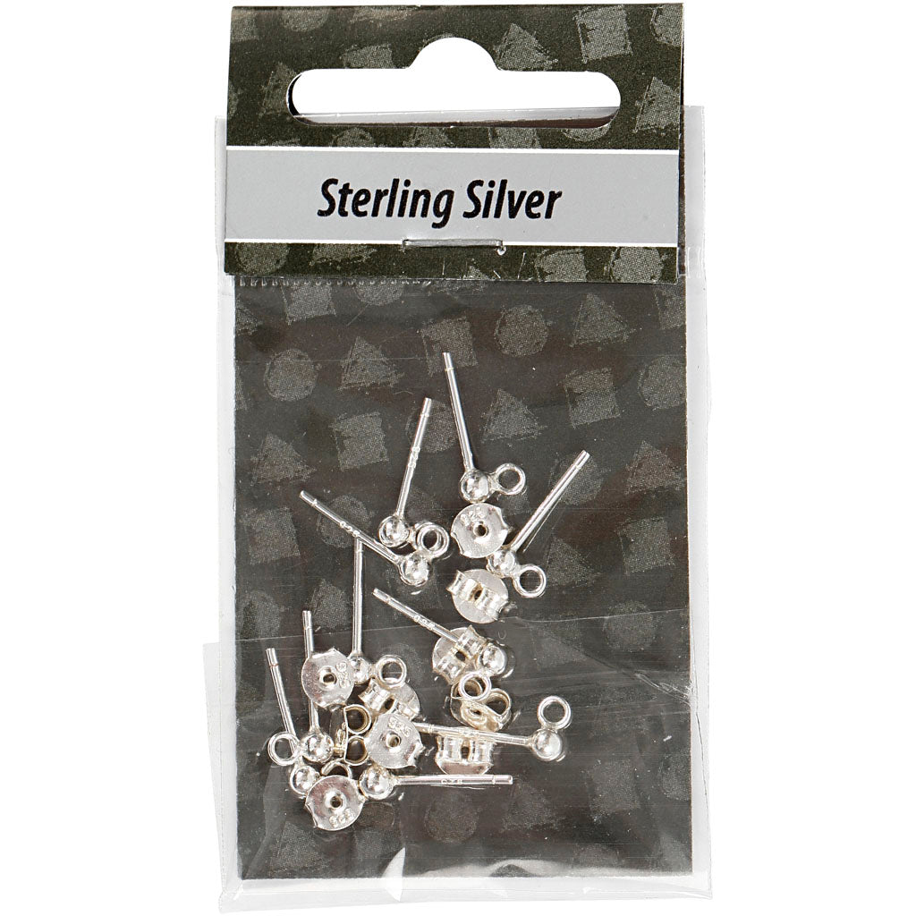 Creative Company Oorsteker, L: 13 mm, argento, 10 pezzo 1 scatola