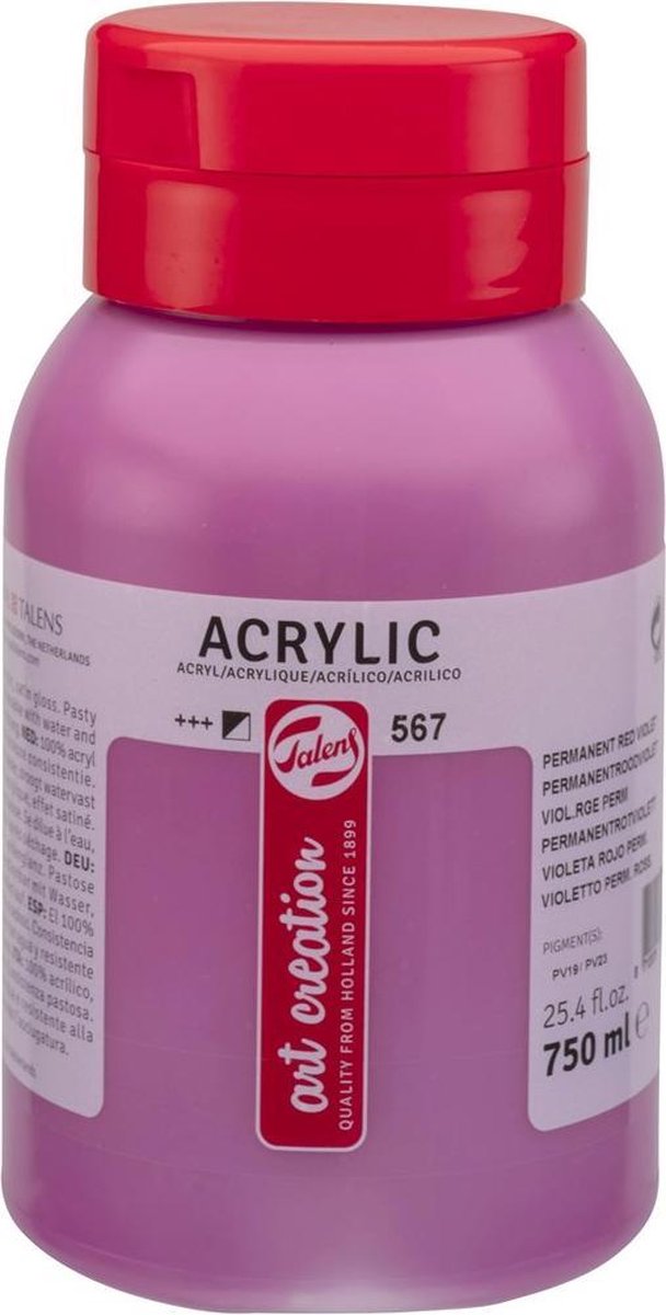 Talens art creation acrylverf pot 750 ml permanentroodviolet 567