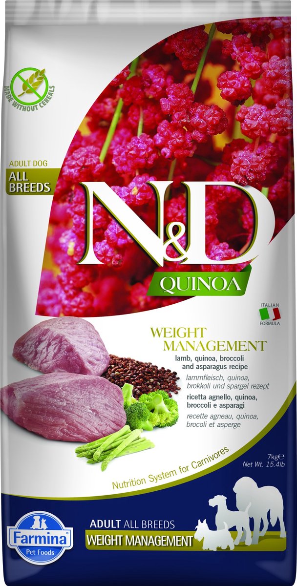 Farmina n d grain free dog quinoa adult weight management 7 kg - hond