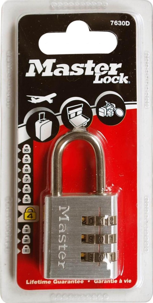 Candado master-lock masterlock - cerradura de combinación - aluminio - 30 mm - 7630eurd